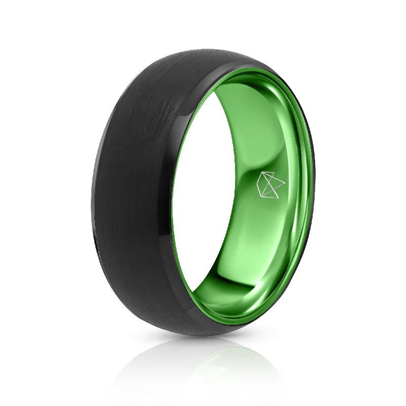 Black Tungsten Ring - Resilient Green