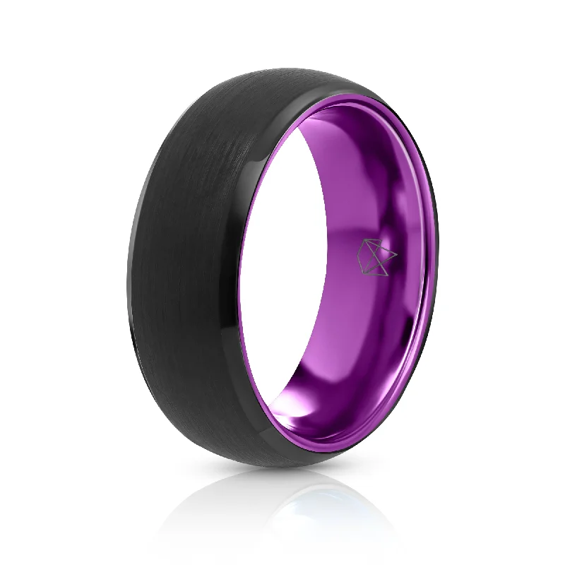 Black Tungsten Ring - Resilient Purple