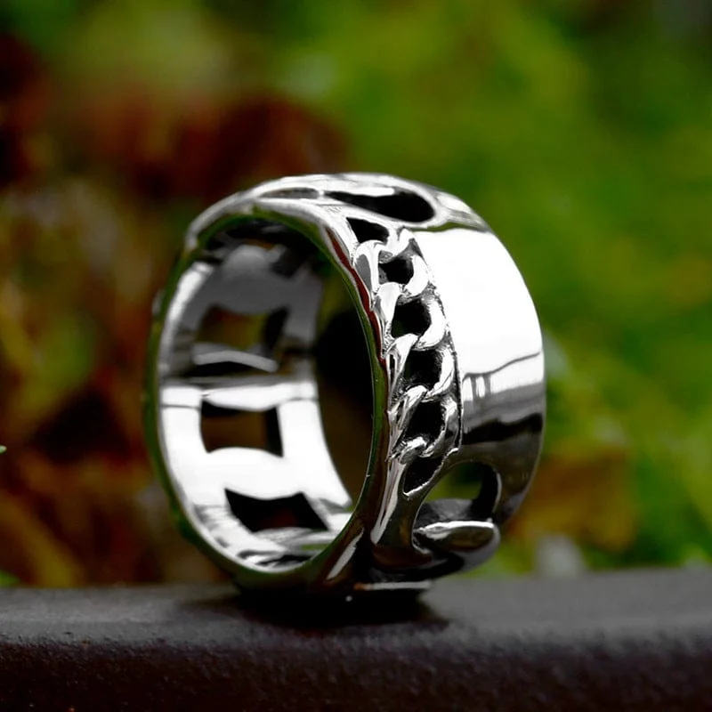 Men's Punk Chain Hollowed Ring