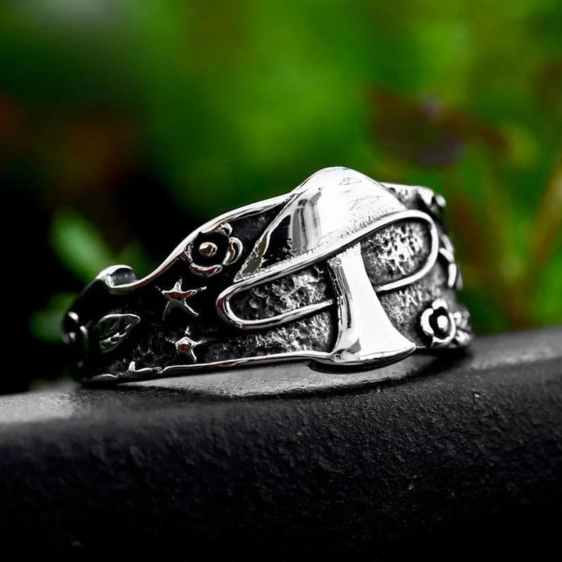 Men's Punk Mushroom Star Ring