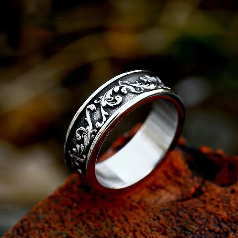 Men's Punk Leaf Ring