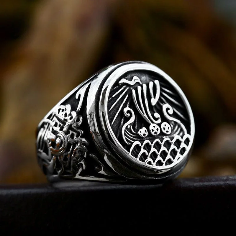 Men's Punk Pirate Ship Ring