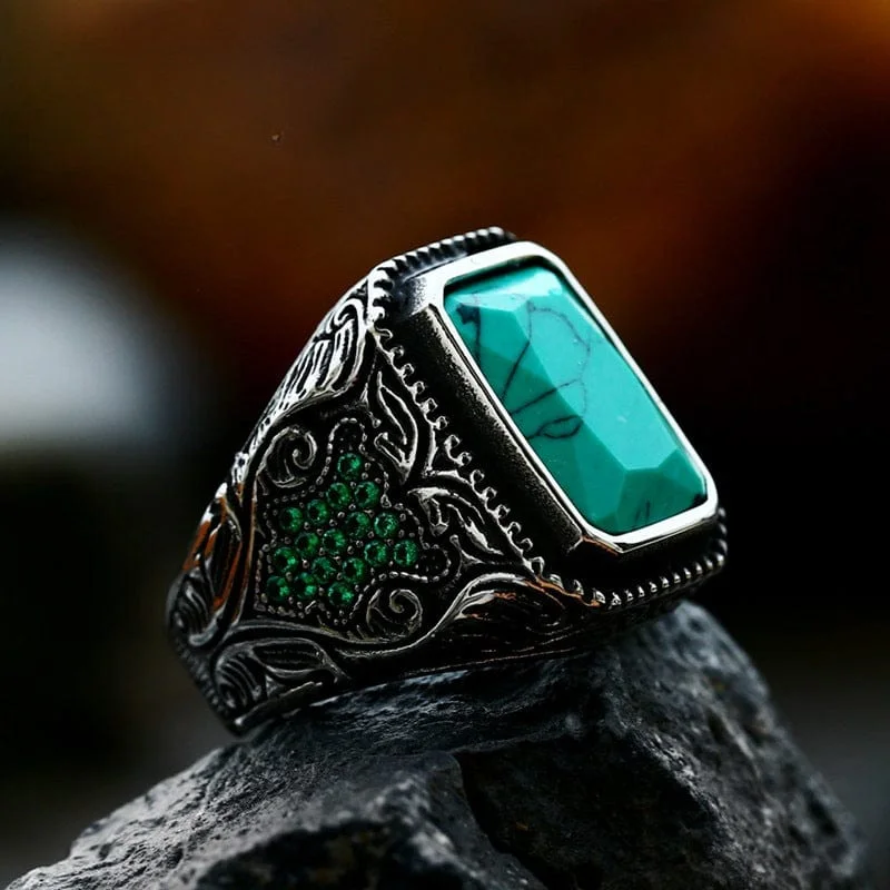 Men's Punk Turquoise Gem Ring