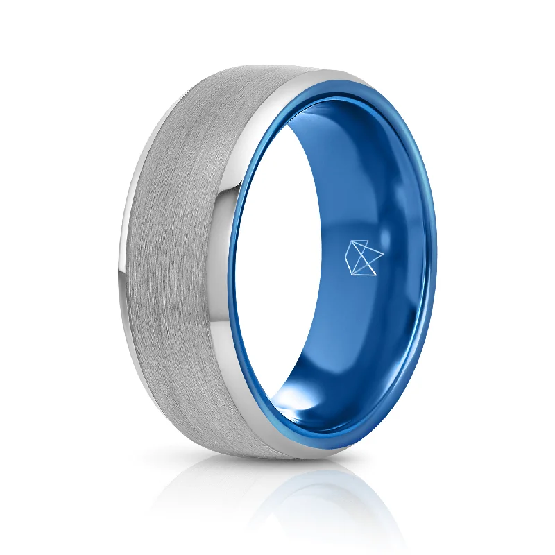 Silver Tungsten Ring - Blue EMBR