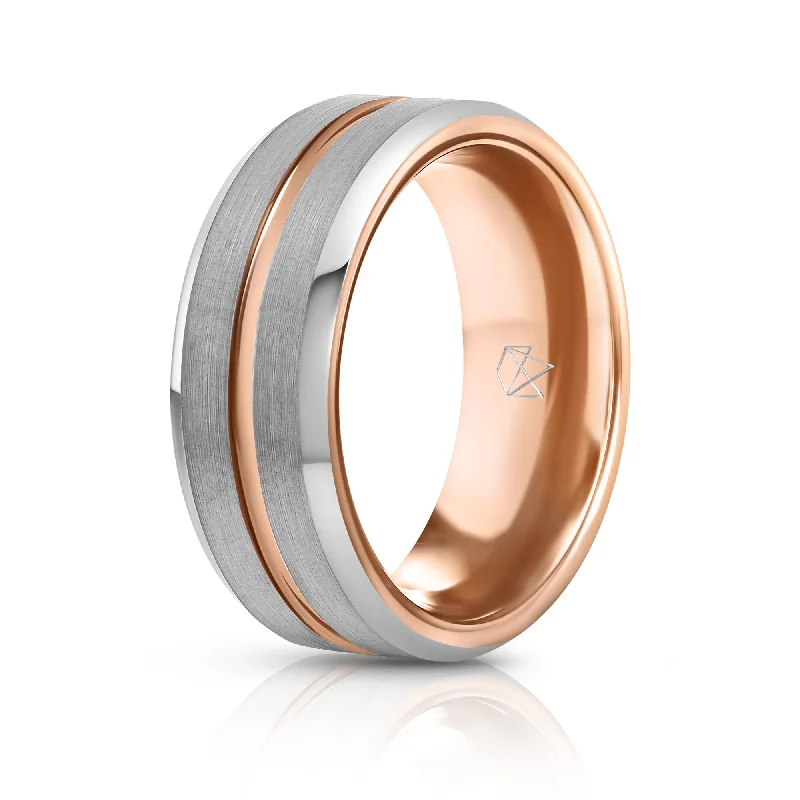 Silver Tungsten Ring Rose Gold Infinity