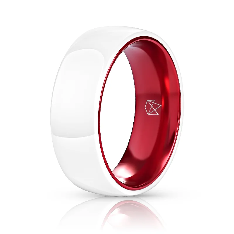 White Ceramic Ring - Resilient Red